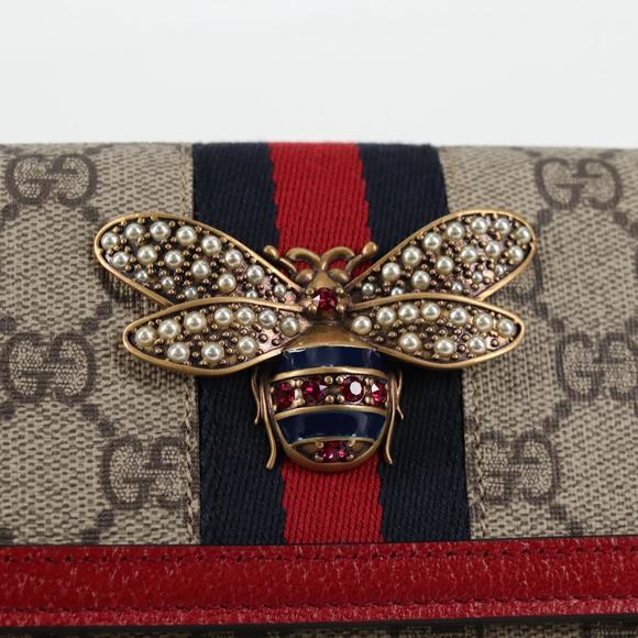 GUCCI GG Supreme Queen Margaret Wallet PVC Beige 476079 496334 Auth ac3848M - Picture 14 of 16